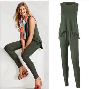 Cabi Sleeveless Olive Knit Jumpsuit - Casual Women Pants & Jumpsuits
